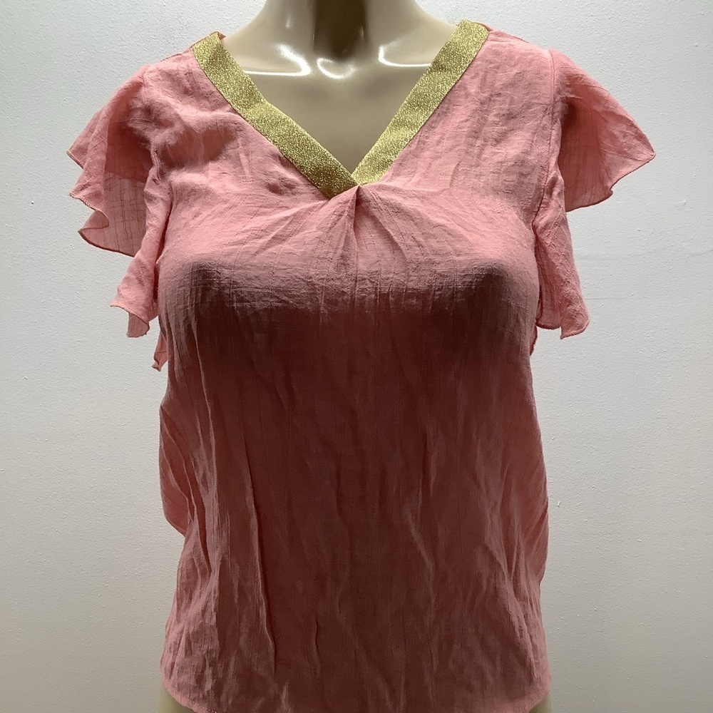 Madison Size XS Pink Blouse with Gold Trim. New With Tags